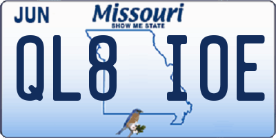 MO license plate QL8I0E