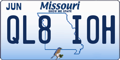 MO license plate QL8I0H