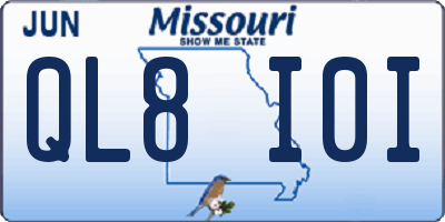 MO license plate QL8I0I