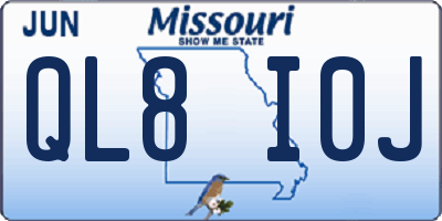 MO license plate QL8I0J