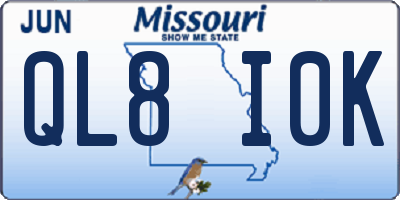 MO license plate QL8I0K