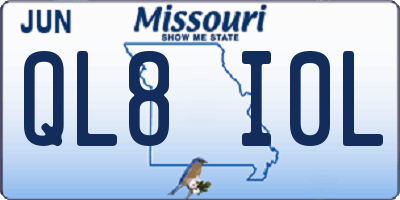 MO license plate QL8I0L