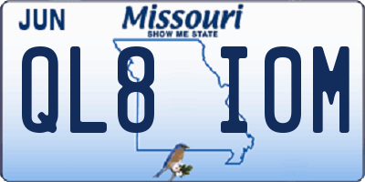 MO license plate QL8I0M