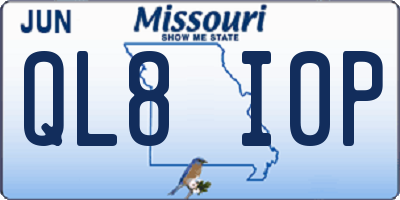 MO license plate QL8I0P