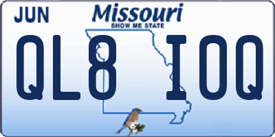 MO license plate QL8I0Q
