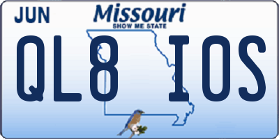 MO license plate QL8I0S