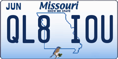 MO license plate QL8I0U