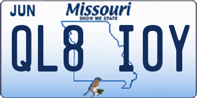 MO license plate QL8I0Y