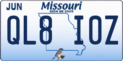 MO license plate QL8I0Z