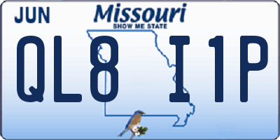 MO license plate QL8I1P
