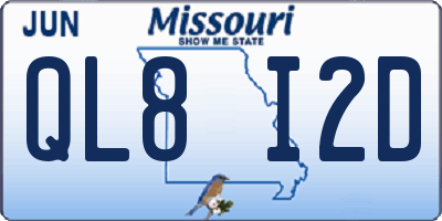 MO license plate QL8I2D
