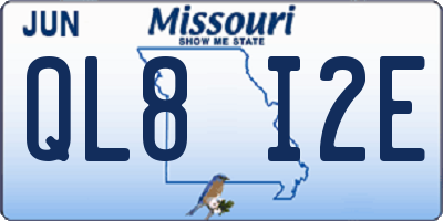 MO license plate QL8I2E