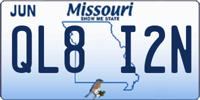 MO license plate QL8I2N