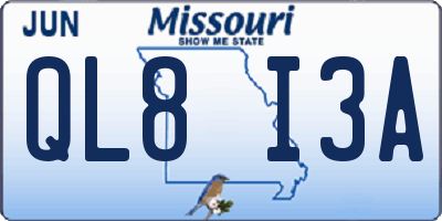 MO license plate QL8I3A