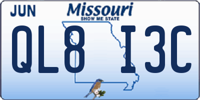 MO license plate QL8I3C
