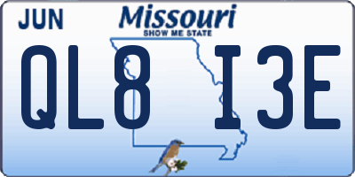 MO license plate QL8I3E
