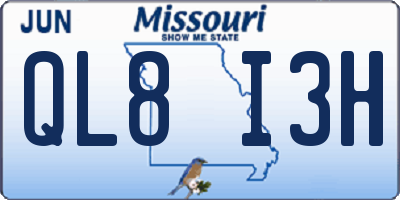 MO license plate QL8I3H
