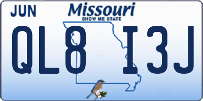MO license plate QL8I3J