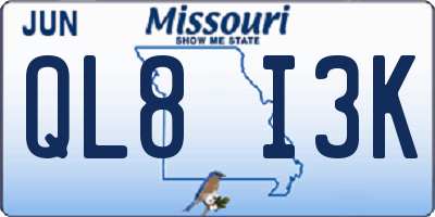 MO license plate QL8I3K