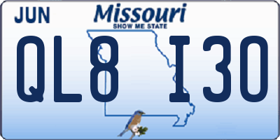 MO license plate QL8I3O