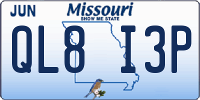 MO license plate QL8I3P