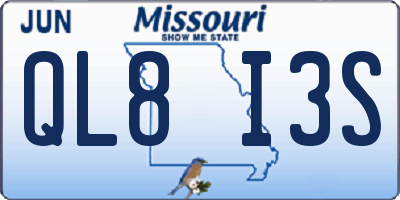 MO license plate QL8I3S