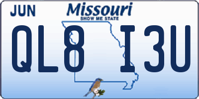 MO license plate QL8I3U