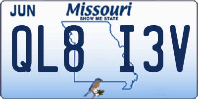 MO license plate QL8I3V