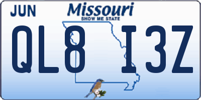 MO license plate QL8I3Z