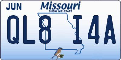 MO license plate QL8I4A