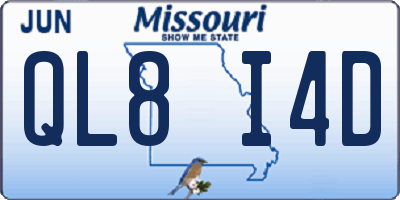 MO license plate QL8I4D