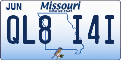 MO license plate QL8I4I
