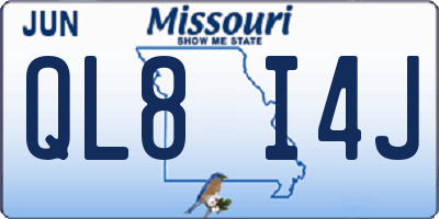 MO license plate QL8I4J