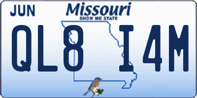 MO license plate QL8I4M