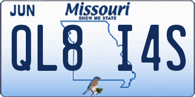 MO license plate QL8I4S