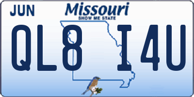 MO license plate QL8I4U