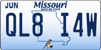 MO license plate QL8I4W