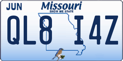 MO license plate QL8I4Z