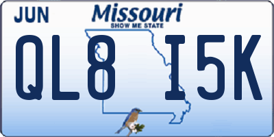 MO license plate QL8I5K