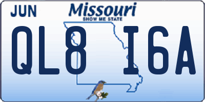 MO license plate QL8I6A