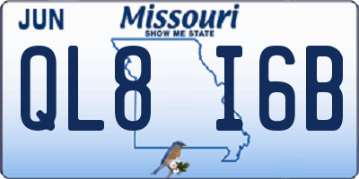 MO license plate QL8I6B