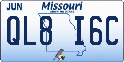 MO license plate QL8I6C