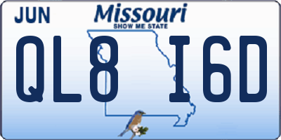 MO license plate QL8I6D
