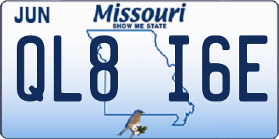 MO license plate QL8I6E