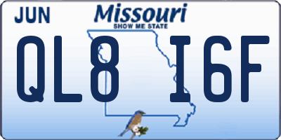 MO license plate QL8I6F
