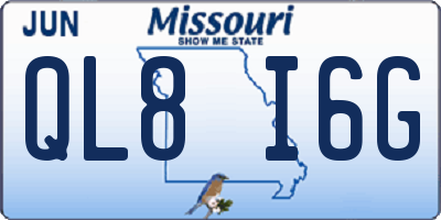 MO license plate QL8I6G