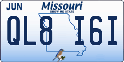MO license plate QL8I6I