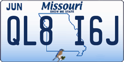MO license plate QL8I6J