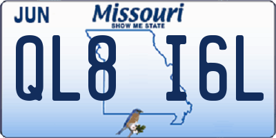MO license plate QL8I6L