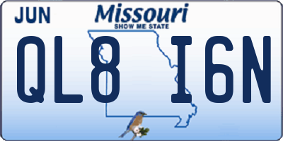 MO license plate QL8I6N